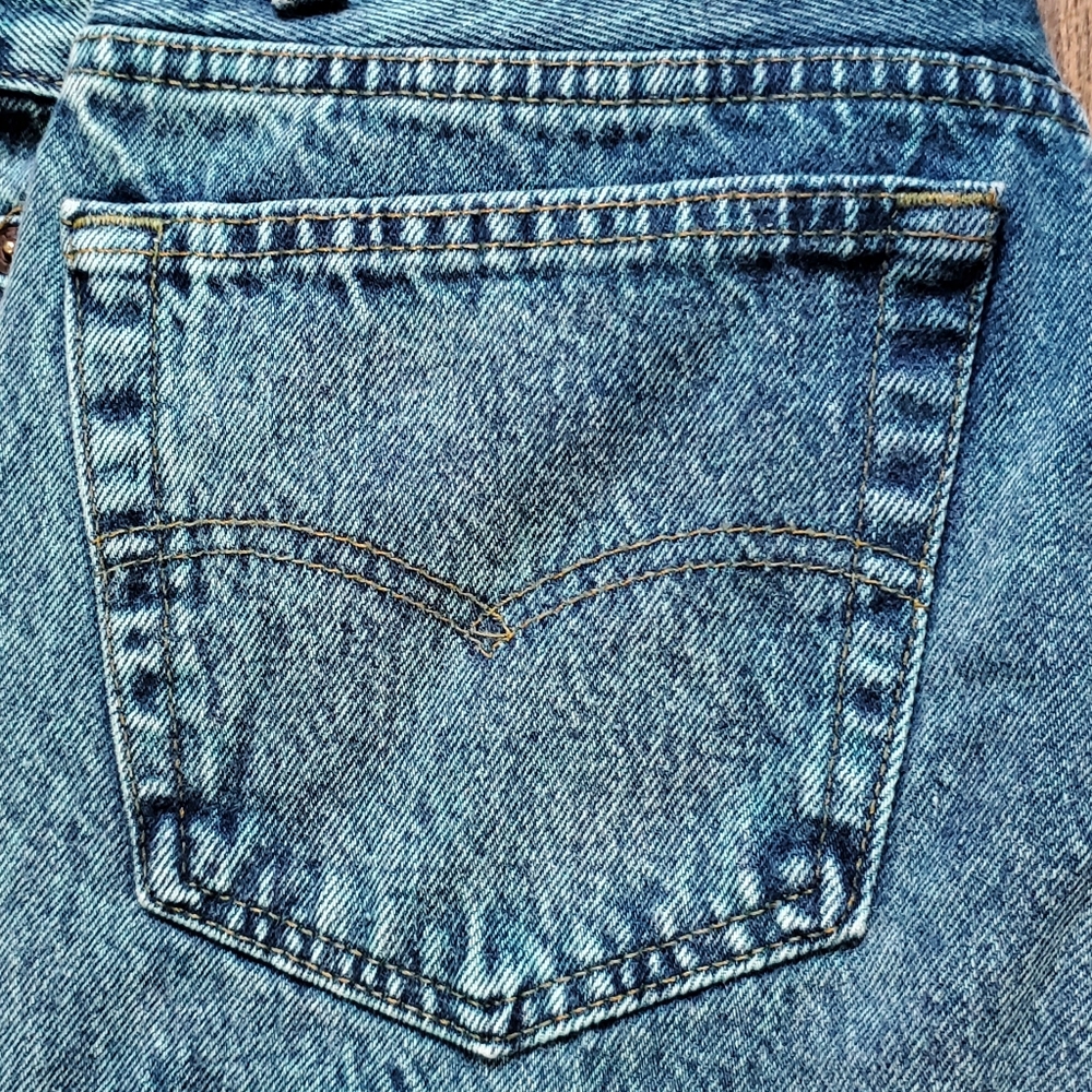 Vintage Levis 501 0675 W32 L34 Teal Overdye button fly red label 80s / 90s - Picture 9 of 16
